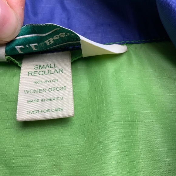 Vintage LL Bean Pullover Windbreaker Jacket Womens Size XL Lime Green & Purple - Picture 3 of 6